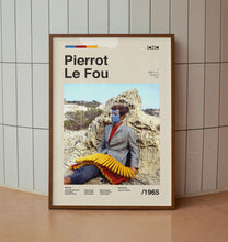 Pierrot Le Fou Midcentury Modern Print - Godard Belmondo Wall Art Print - Retro Movie Poster 1407593854