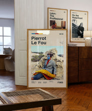 Pierrot Le Fou Midcentury Modern Print - Godard Belmondo Wall Art Print - Retro Movie Poster 1407593854
