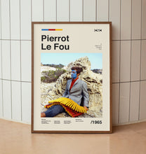 Pierrot Le Fou Midcentury Modern Print - Godard Belmondo Wall Art Print - Retro Movie Poster 1407593854