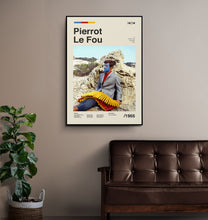 Pierrot Le Fou Midcentury Modern Print - Godard Belmondo Wall Art Print - Retro Movie Poster 1407593854