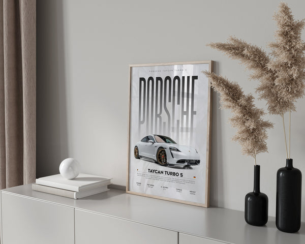 Porsche Taycan Turbo S Poster  Hyper Car Poster  Super Car Print  Art Print  Poster  Home Decor  Wall Decor 1685169424