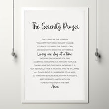 Poster Serenity Prayer Full Version by Reinhold Niebuhr, Minimalist Typography Alcoholics Anonymous Sobriety Gift, Addiction Recovery Art