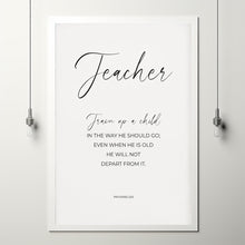 Proverbs 226 Christian Teacher Appreciation Gift Poster Bible Verse Wall Art, Train up a Child in the Way He Should Go Poster