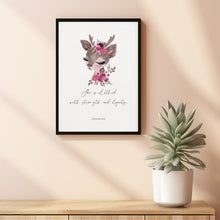 Proverbs 3125 She is Clothed with Strength and Dignity Poster Floral Christian Nursery Scripture Wall Art Decor for a Little Girl's Room