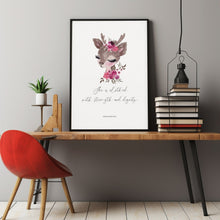 Proverbs 3125 She is Clothed with Strength and Dignity Poster Floral Christian Nursery Scripture Wall Art Decor for a Little Girl's Room