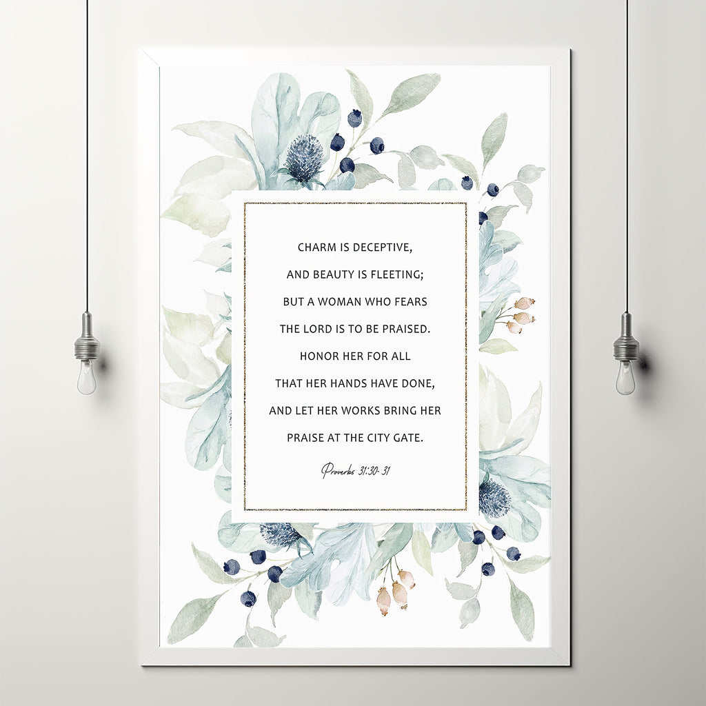 Proverbs 3130 31 Mother s Day Gift Poster Watercolor Scripture Wall Proverbs 3130 31 mother s day gift poster watercolor scripture wall
