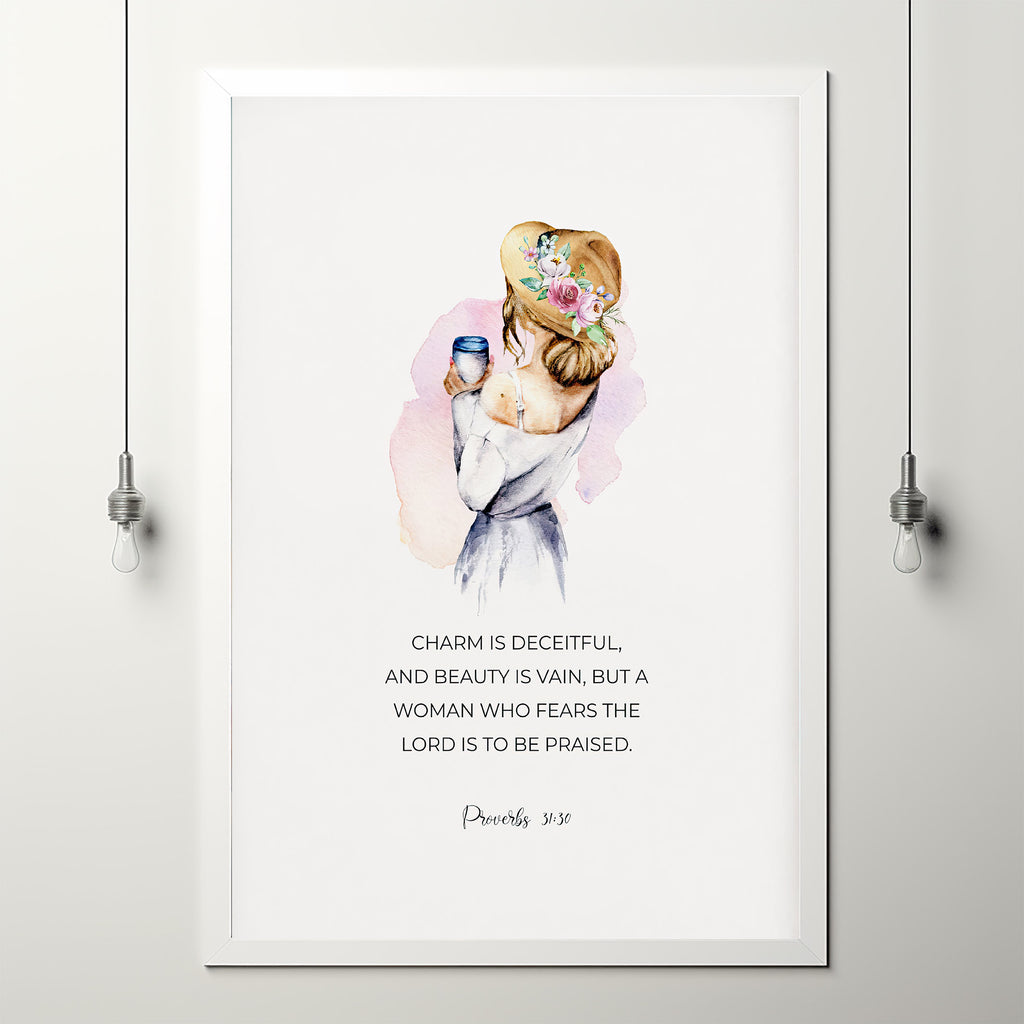 Proverbs 3130 Poster Bible Verse Wall Art Modern Christian Scripture Proverbs 3130 poster bible verse wall art modern christian scripture