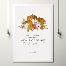 Psalm 1031 Bless the Lord O my soul Christian Thanksgiving Scripture Poster Wall Art Decor, Fall Bible Verse Poster Art Print