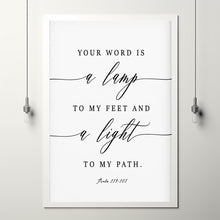 Psalm 119:105 'Your Word is a Lamp' Bible Verse Wall Art | Inspirational Scripture Decor