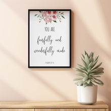 Psalm 139:14 Nursery Bible Verse Floral Poster | Inspirational Scripture Art for Children's Room