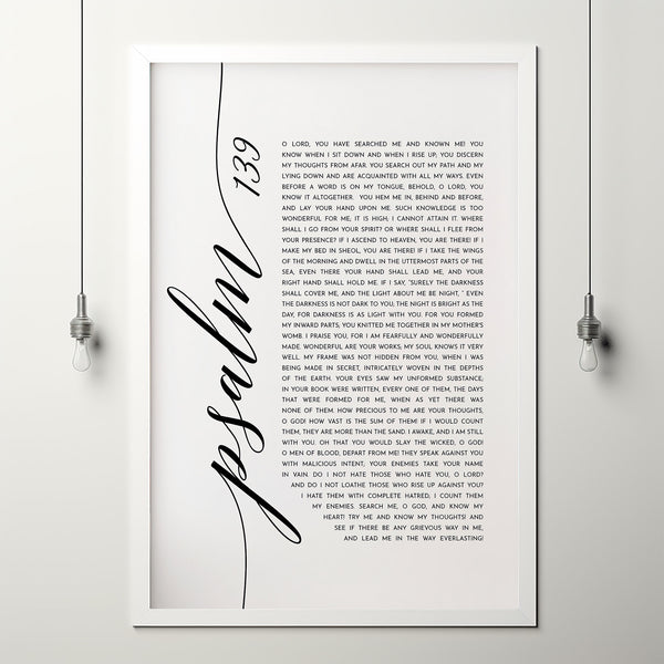 Psalm 139 Bible Verse Wall Art - Inspirational Poster for Christian Home Decor