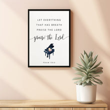 Praise the Lord - Psalm 150:6 Bible Verse Wall Art with Christian Quote Piano