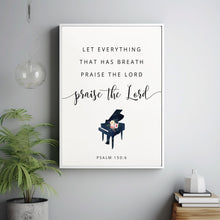 Praise the Lord - Psalm 150:6 Bible Verse Wall Art with Christian Quote Piano