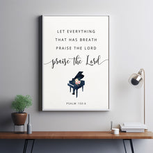 Praise the Lord - Psalm 150:6 Bible Verse Wall Art with Christian Quote Piano