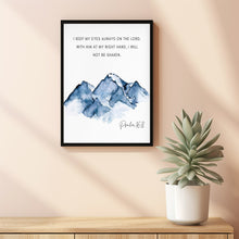 Psalm 168 I Will Not Be Shaken Bible Verse Wall Art, Mountain Scripture Poster for Christian Home