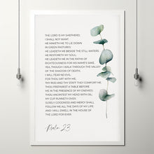 Psalm 23 KJV The Lord is my Shepherd Green Watercolor Eucalyptus Leaf Poster Bible Verse Wall Art, Christian Scripture Poster