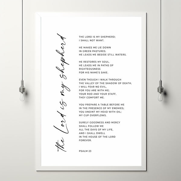 The Lord Is My Shepherd Psalm 23 Modern Bible Verse Wall Art - Inspirational Scripture Decor