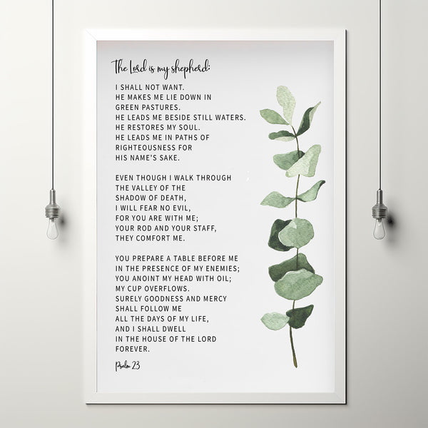 The Lord Is My Shepherd Psalm 23 Modern Bible Verse Wall Art - Inspirational Scripture Decor