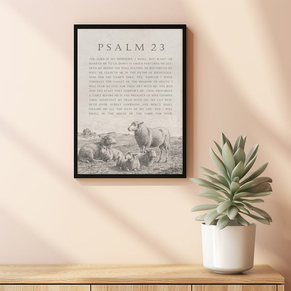 Psalm 23 The lord is my shepherd Bible Verse Poster wall art, Vintage ...