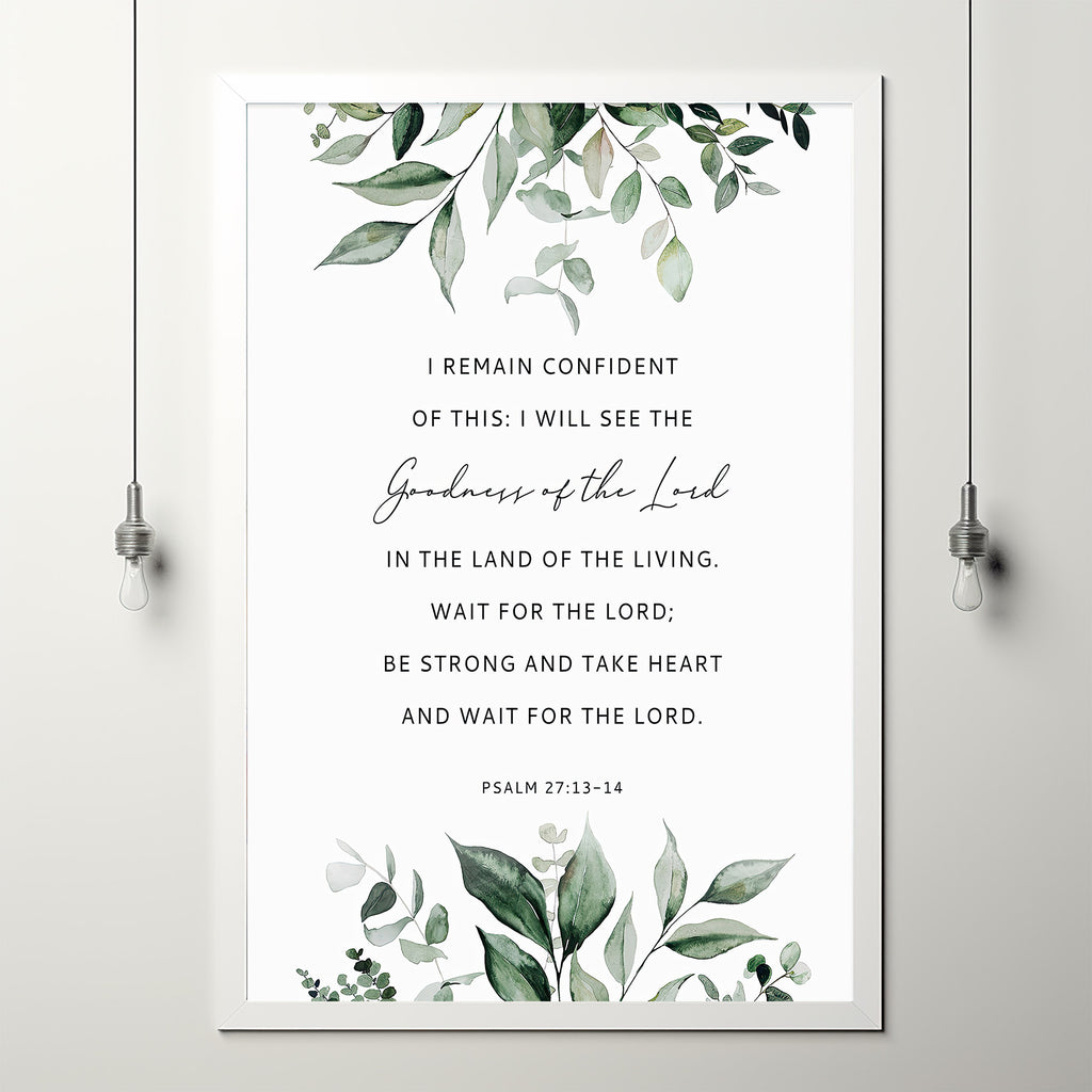 Psalm 2713 14 Bible Verse Poster Christan Wall Art Scripture Christi Psalm 2713 14 bible verse poster christan wall art scripture christi