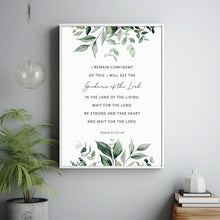 Psalm 2713-14 Bible Verse Poster, Christan Wall Art, Scripture Christian Home Decor Botanical Wall Art