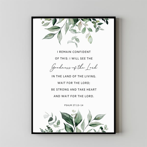 Psalm 2713 14 bible verse poster christan wall art scripture christi