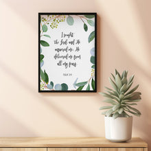 Psalm 34:4 He Answered Me - Inspirational Bible Verse Wall Art
