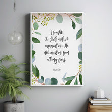 Psalm 34:4 He Answered Me - Inspirational Bible Verse Wall Art