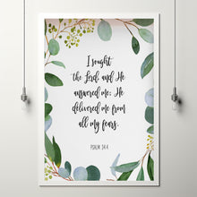 Psalm 34:4 He Answered Me - Inspirational Bible Verse Wall Art