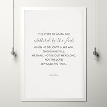 Psalm 372324 The Steps of a Man are Established by the Lord, Christian Father's Day Gift, Modern Dad Bible Verse Poster Wall Art