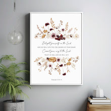 Psalm 374-5 Delight Yourself In The Lord Bible Verse Poster, Christan Wall Art, Scripture Psalm Prints Botanical Scripture