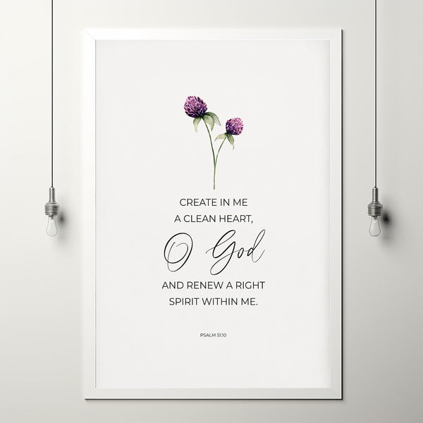 Psalm 5110 Create in me a clean heart O God Christian Laundry Room Scr ...