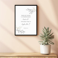 Psalm 612 When My Heart Is Overwhelmed, Bible Verse Wall Art, Poster Scripture