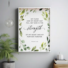 Psalm 73:26 'God is the Strength' Bible Verse Poster | Inspirational Christian Gift and Scripture Wall Art