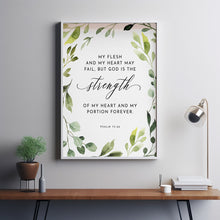 Psalm 73:26 'God is the Strength' Bible Verse Poster | Inspirational Christian Gift and Scripture Wall Art