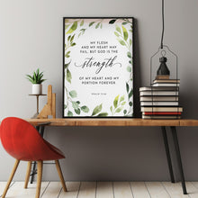 Psalm 73:26 'God is the Strength' Bible Verse Poster | Inspirational Christian Gift and Scripture Wall Art