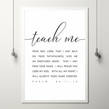 Psalm 86:11-12 'Teach Me Your Way' Bible Verse Wall Art | Inspirational Christian Wall Decor | Scripture Poster