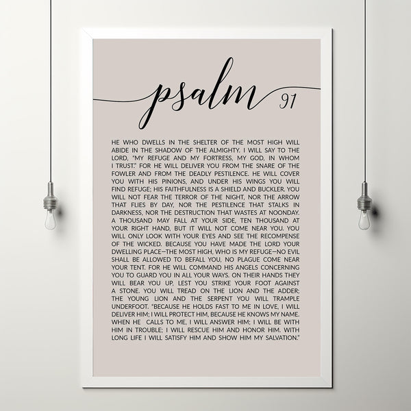 Psalm 91 My Refuge My Fortress Bible Verse Wall Art - Inspirational Christian Decor