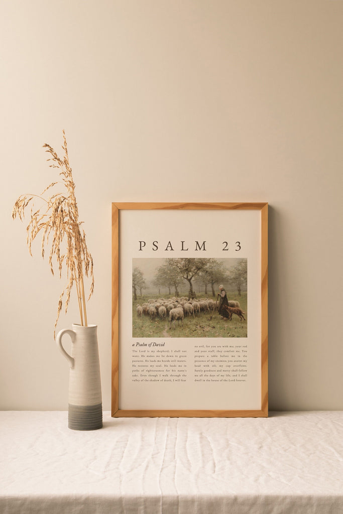 Psalm 23 Wall Art, Psalm 23, Vintage Scripture Bible Verse Print, The ...