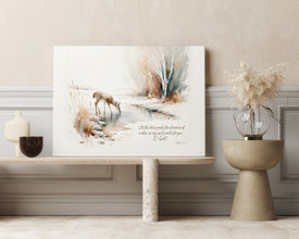 Psalm 42-1 Boho Christian Print Deer Bible Quote Verse Art Canvas Wall Art Poster Modern Scripture Gift Woodland Watercolor Home Decor Frame 1666162135
