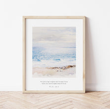 Psalm 934 Bible Verse Wall Art, Christian Artwork Print, Scripture Poster, mighty waves of the sea 1583602967