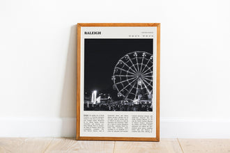 Raleigh North Carolina Wall Art  Poster Raleigh North Carolina Black White Poster  Poster Art Gift 1680194710