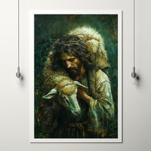 Worthy of Saving, Jesus Leaves the 99, Jesus Saves Lamb, Poster Christian Art, Digital Jesus Painting, Bible Verse Art, Christian Painting