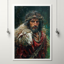 Worthy of Saving, Jesus Leaves the 99, Jesus Saves Lamb, Poster Christian Art, Digital Jesus Painting, Bible Verse Art, Christian Painting 1