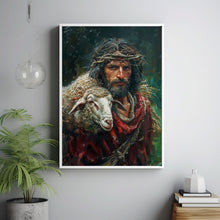 Worthy of Saving, Jesus Leaves the 99, Jesus Saves Lamb, Poster Christian Art, Digital Jesus Painting, Bible Verse Art, Christian Painting 1