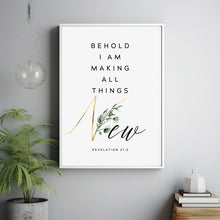 Revelation 21:5 'Making All Things New' Bible Verse in Gold | Luxurious Scripture Poster | Inspirational Christian Art