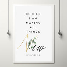 Revelation 21:5 'Making All Things New' Bible Verse in Gold | Luxurious Scripture Poster | Inspirational Christian Art