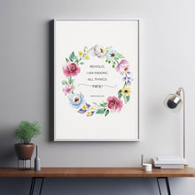 Revelation 215 New Year Bible Verse Poster Wall Art, Making Everything New Floral Christian Scripture