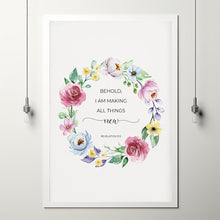 Revelation 215 New Year Bible Verse Poster Wall Art, Making Everything New Floral Christian Scripture