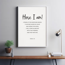 Revelation 320 I Stand At the Door and Knock Minimalist Scripture Poster Wall Art, Christian Kitchen Bible Verse Decor Poster